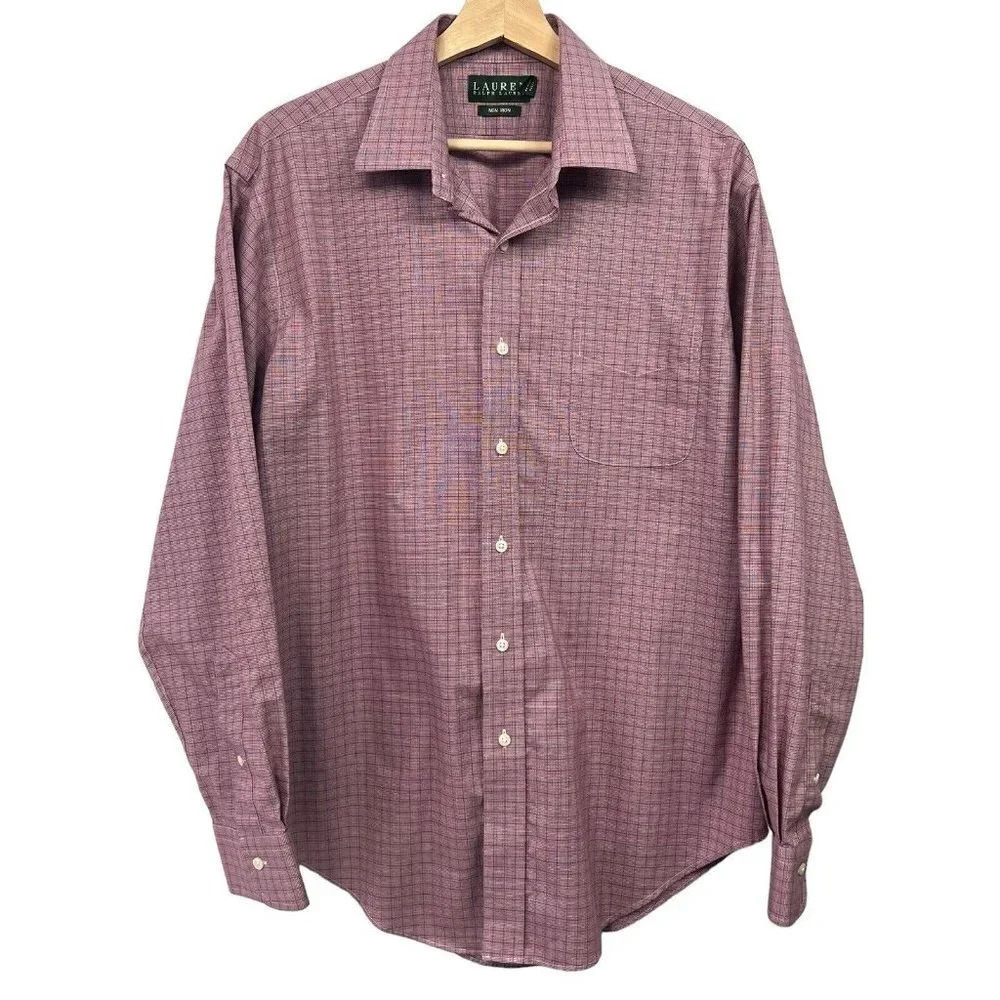 Lauren Ralph Lauren Black Label Dress Shirt Men 16.5 34/35 Pink Non Iron Cotton